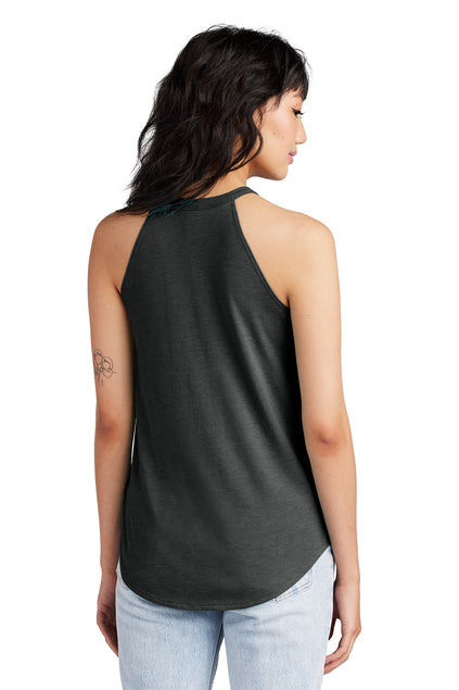 Ladies High Neck Halter Tank Top with Flattering, Flowy Silhouette in Blush Pink