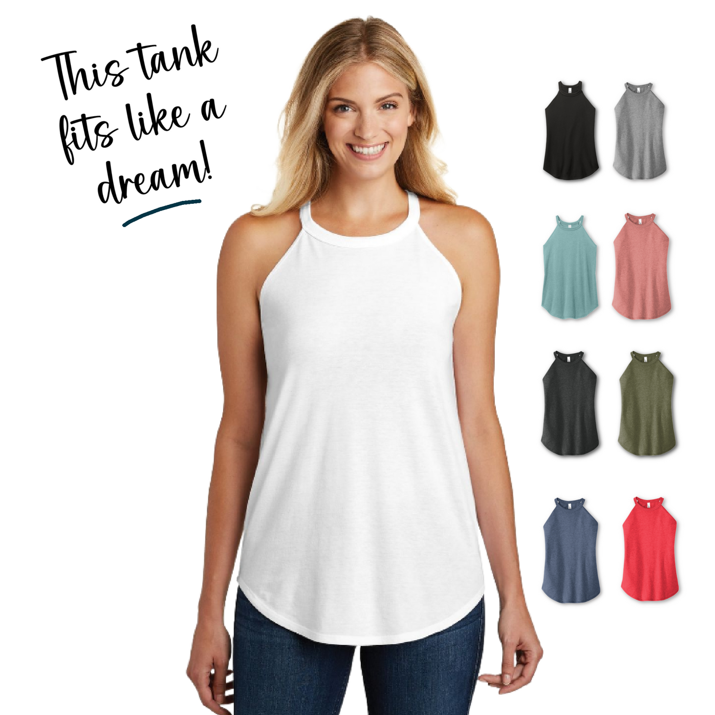 Ladies High Neck Halter Tank Top with Flattering, Flowy Silhouette