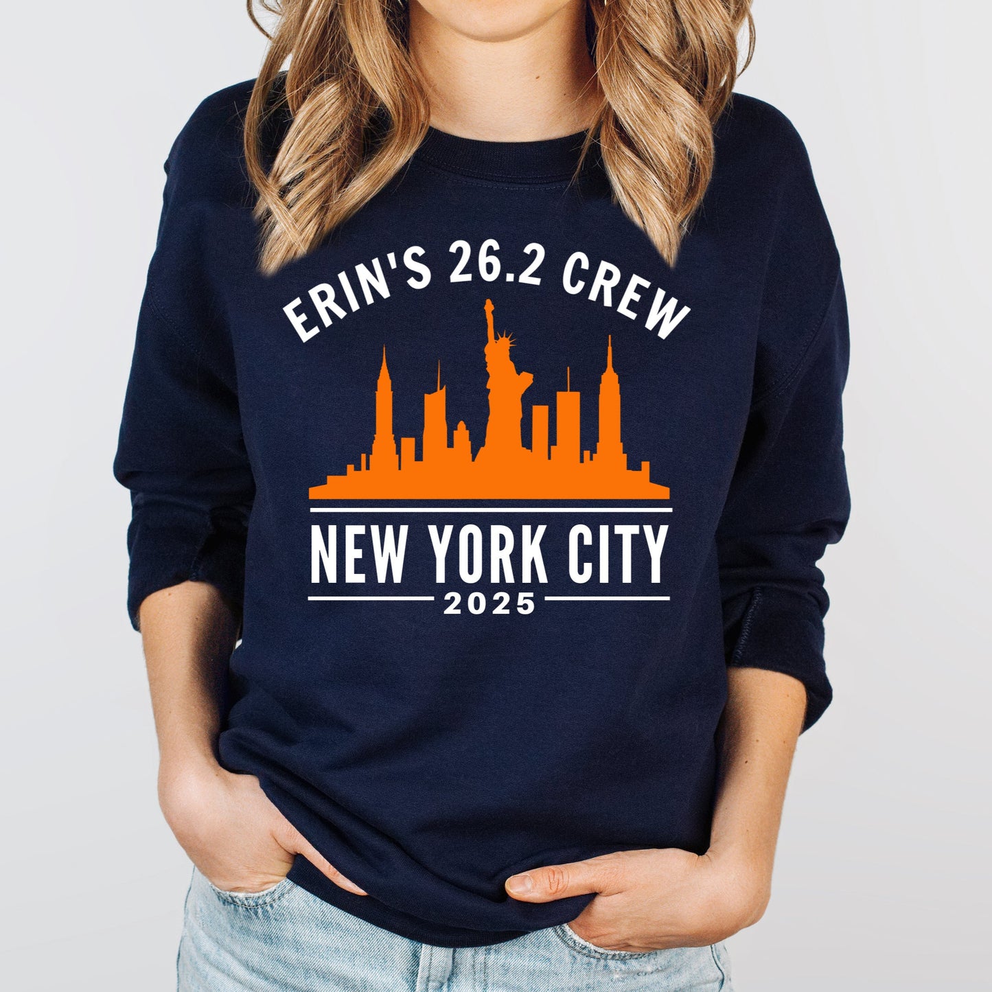 NEW YORK CITY MARATHON SUPPORT CREW SWEATSHIRT WITH NEW YORK CITY SKYLINE
