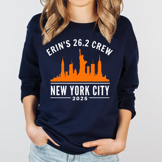 NEW YORK CITY MARATHON SUPPORT CREW SWEATSHIRT WITH NEW YORK CITY SKYLINE
