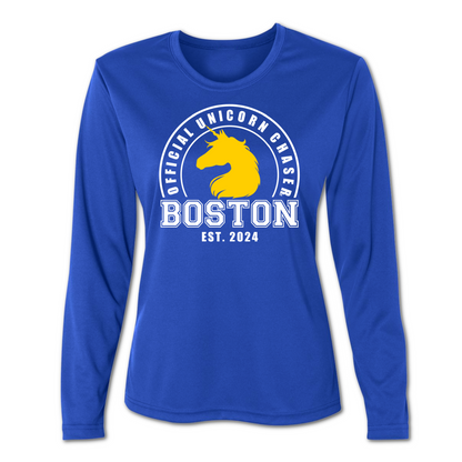boston marathon unicorn chaser long sleeve running shirt
