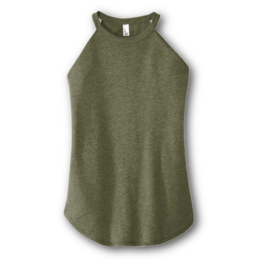 Ladies High Neck Halter Tank Top with Flattering, Flowy Silhouette in 