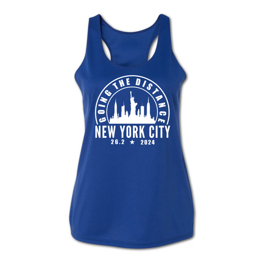 nyc marathon tank royal blue going the distance new york city running singlet