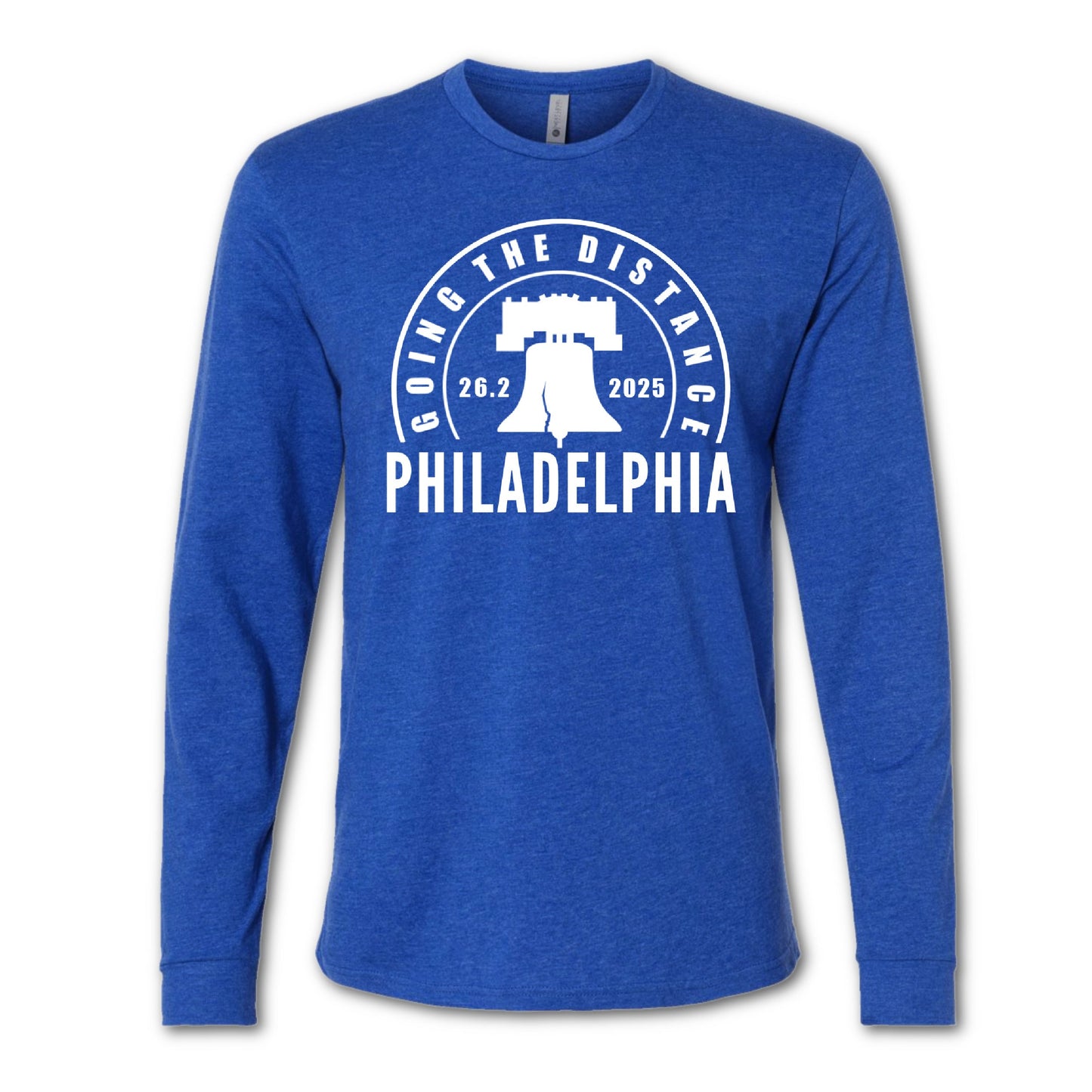philiadelphia marathon long sleeve running shirt with liberty bell
